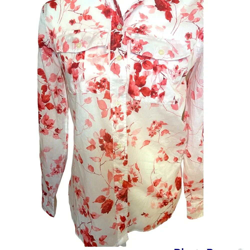 LAUREN RALPH LAUREN - Floral Pink Button Down Blouse. Size PXS - Picture 4 of 13